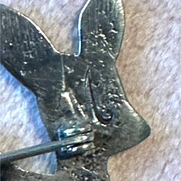 Vintage Sterling Silver Navajo Fawn Deer Stampwork Brooch Pin Signed by Artist M - Picture 8 of 12